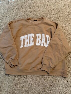 The Bar Tan Crewneck Sweatshirt with White Logo